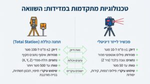 מודד ארנונה מוסמך מבצע מדידות בשטח עם ציוד לייזר