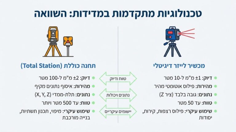 מודד ארנונה מוסמך מבצע מדידות בשטח עם ציוד לייזר