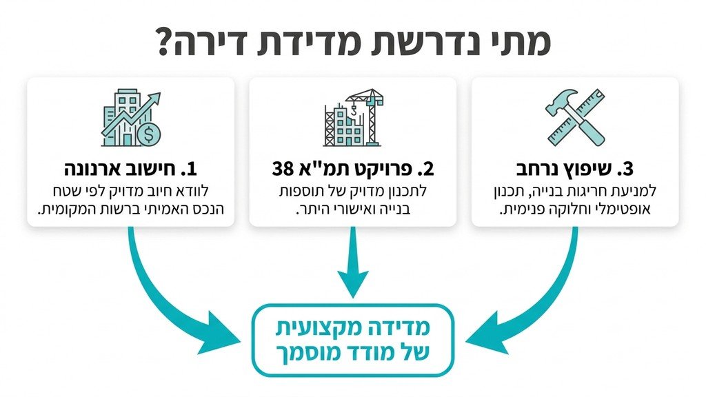 נוצר על ידי מודל בינה מלאכותית Gemini Pro מודד דירות מקצועי מבצע מדידת פנים בנכס