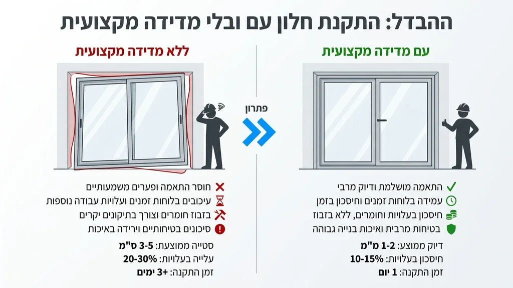 התקנת חלונות אלומיניום מדויקת באתר בנייה