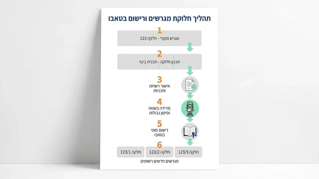 תשריט חלוקת מגרשים מקצועי על שולחן עבודה