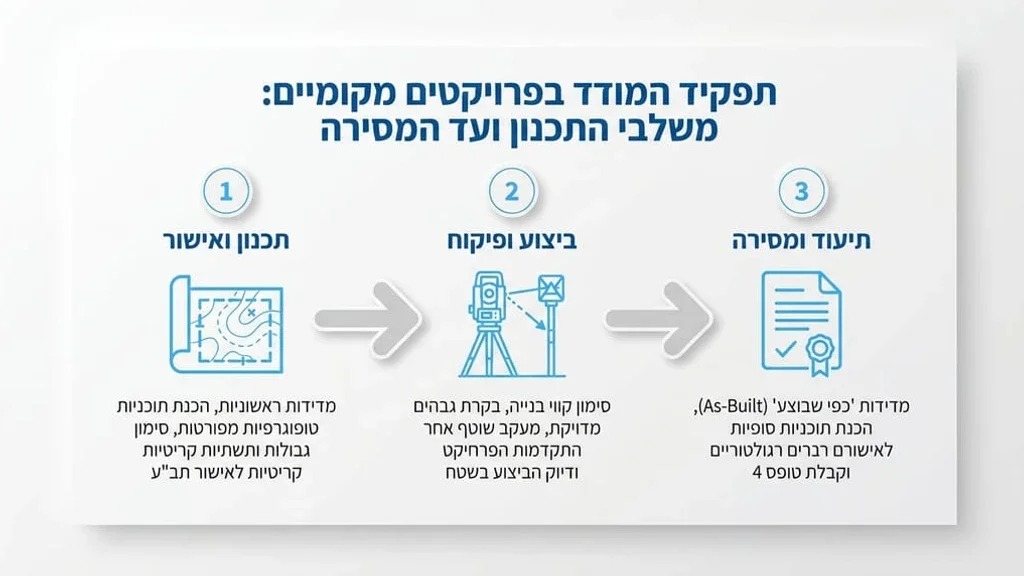 מודד בשטח עם ציוד מקצועי