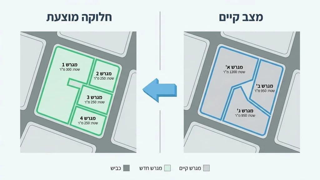 תוכנית מדידה לצורך חלוקת מגרשים ופרצלציה
