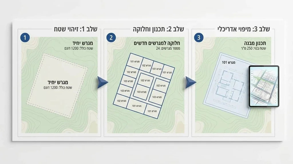 מדידות לצורך חלוקת מגרשים ופרצלציה