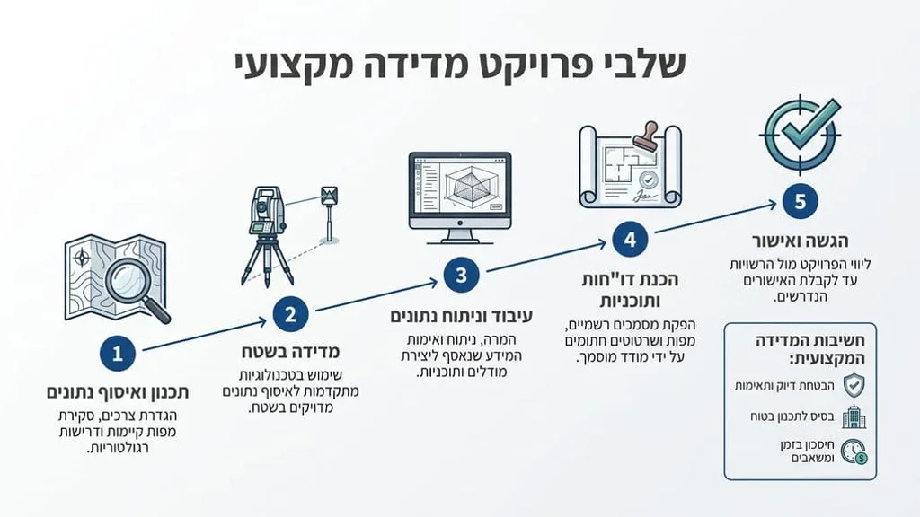 מודד מוסמך מבצע מדידות שטח בגן יבנה בעזרת ציוד מתקדם