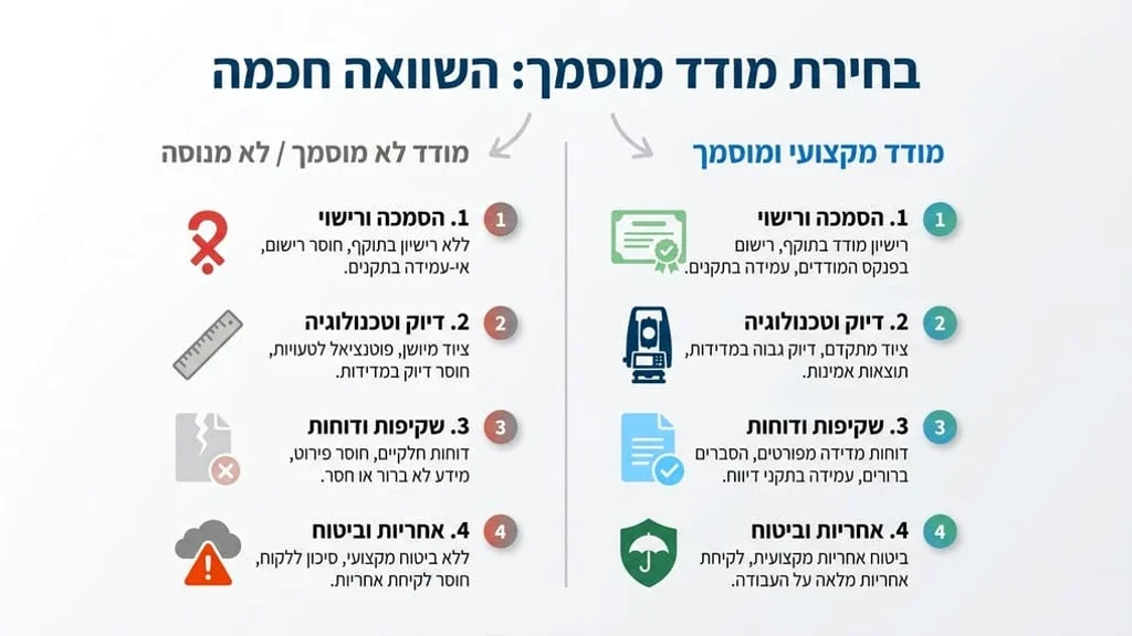 צוות מודדים מקצועי בוחן תוכניות בנייה בשטח