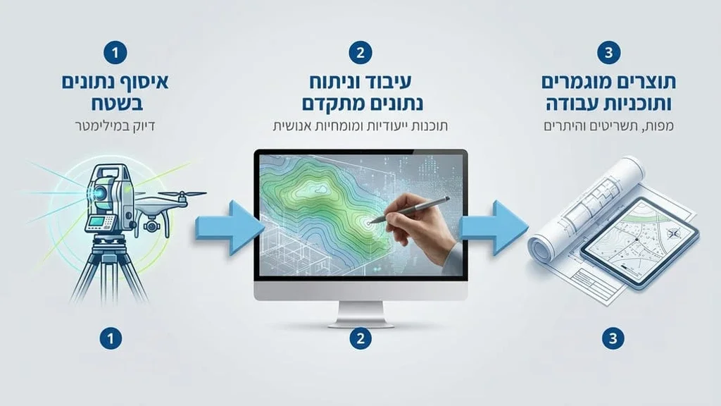 שרטוט מפת מדידה ממוחשבת בתוכנת תכנון
